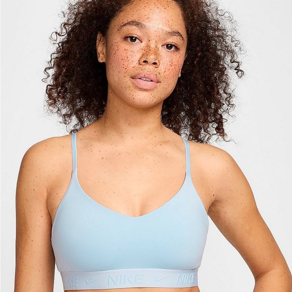 Nike Blue Sports Bra with Scoop Neckline and Thin Straps